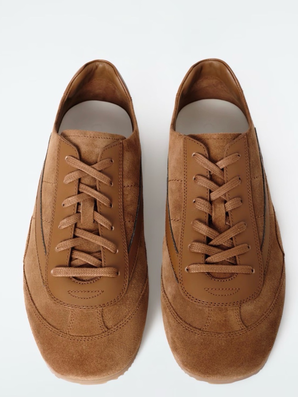 COS MINIMAL SUEDE SNEAKERS in Camel